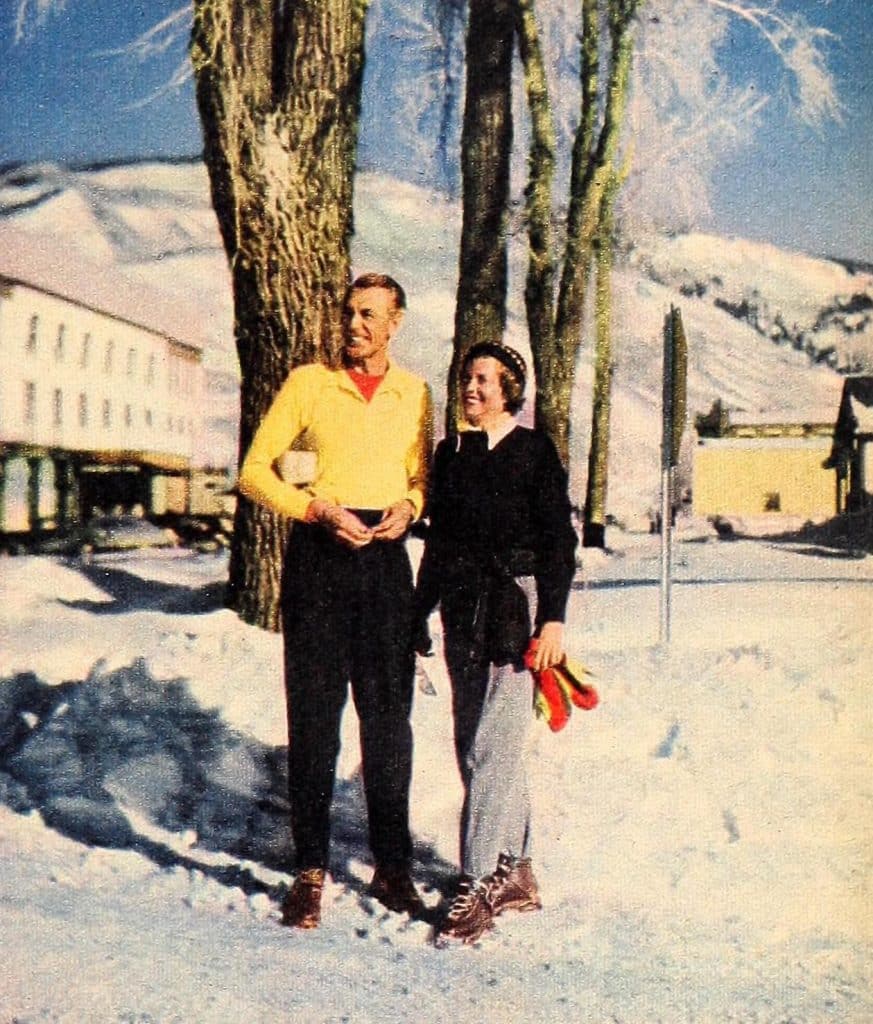 Gary Cooper and wife in Aspen Colorado 1949