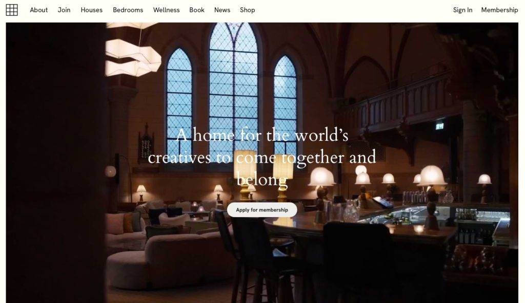 Soho House homepage