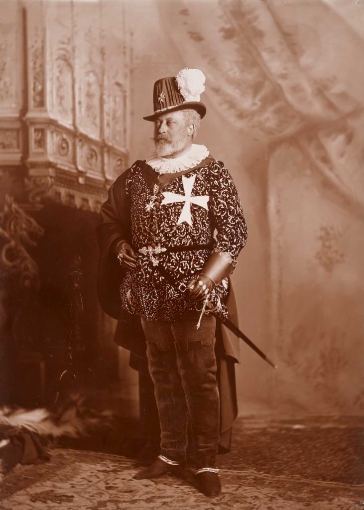 photograph of Edward dressed as a knight at Queen Victoria’s Diamond Jubilee ball